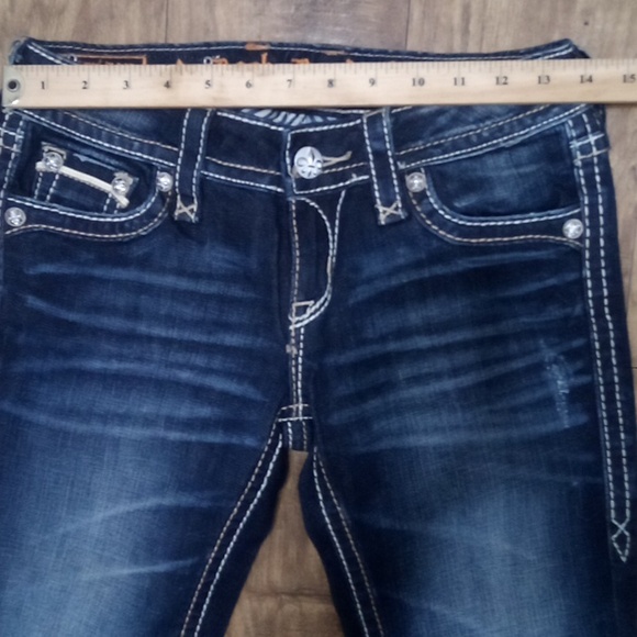 Rock Revival Women's 26 Bootcut Faux Leather Flap Pockets Distressed Anett NWOT - Picture 7 of 12